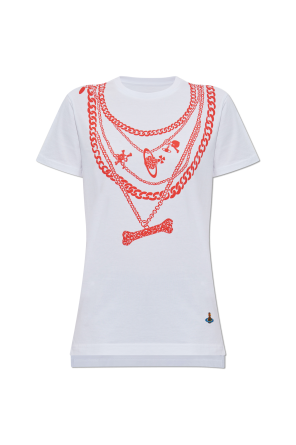 White T-shirt with appliqués Versace - Vitkac GB